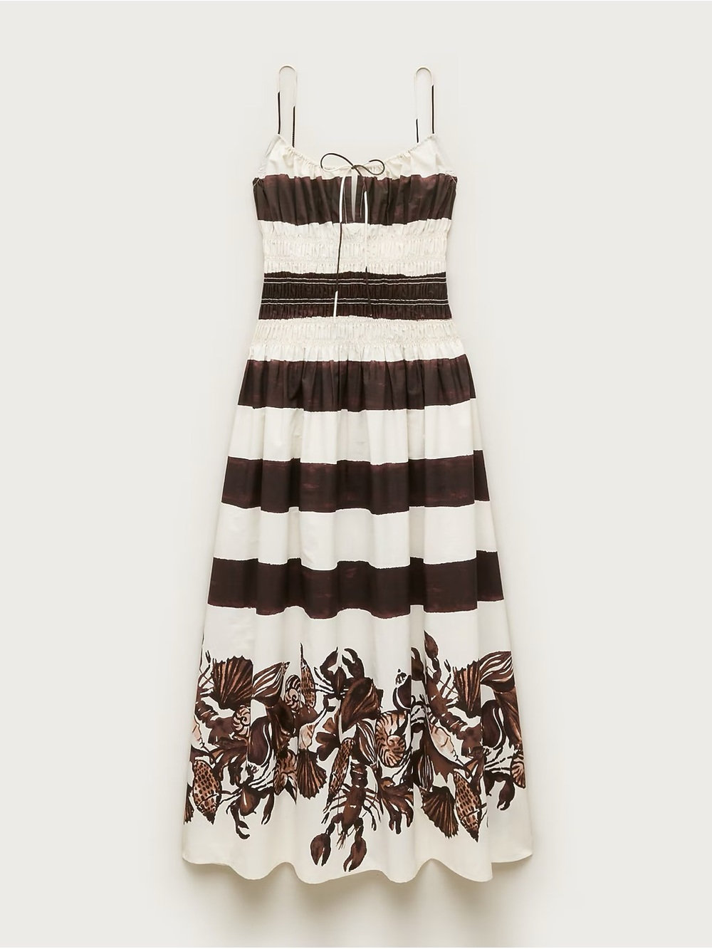 J Crew Women’s Brown and White Striped Midi Dress